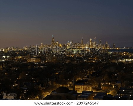 Hyde park Chicago city night drone Royalty-Free Stock Photo #2397245347