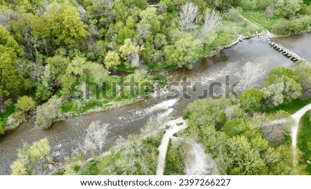 birds view of a Creek in Ontario , shot from drone