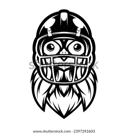 Owl Rugby Outline Mascot Design