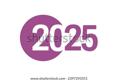 Happy 2025 typographic concept. New Year 20 25 creative typography. Flat design. Financial or business year logo. Planner cover. Calendar title. Web icon with round element. Christmas ball symbol.