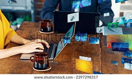 Woman using a laptop PC and video content concept.