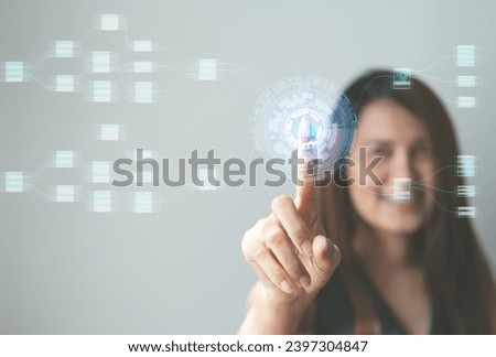 Digital data and technology AI (Artificial intelligence), Big data technology. Scientist computing, analyzing and visualizing complex data set on computer.