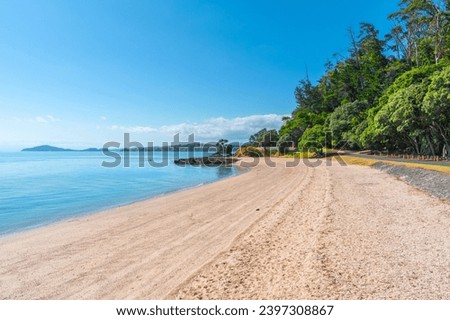 Panoramic View of Magazine Bay Beach Maraetai, Auckland New Zealand; During Low Tide Royalty-Free Stock Photo #2397308867