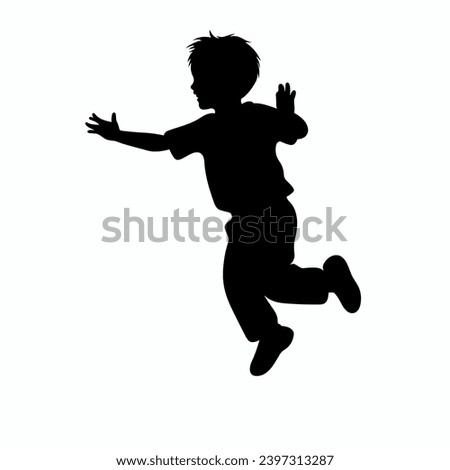 Jumping kid silhouette. Jumping kid black icon on white background