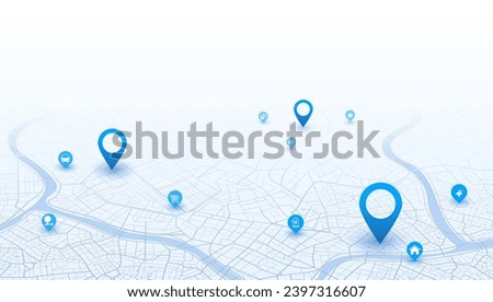 Destinations. Isometric Gps tracking map. Track navigation pin on street maps, navigate mapping locate position pin. Isometric abstract map background. Digital art. Editable vector illustration Royalty-Free Stock Photo #2397316607