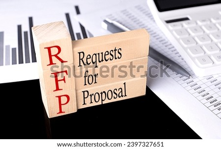 Word RFP Request For Proposal made with wood building blocks, business Royalty-Free Stock Photo #2397327651