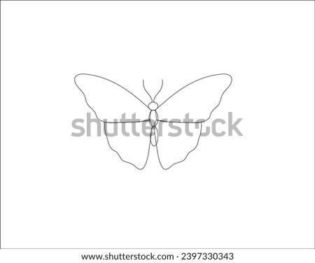Black Outlined butterfly vector in white background. Black and white butterfly vector clip art in white background.