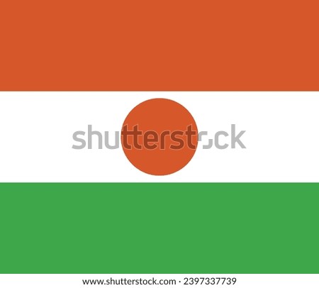 Niger flag. Standard size. The official ratio. A rectangular flag. Standard color. Flag icon. Digital illustration. Computer illustration. Vector illustration.