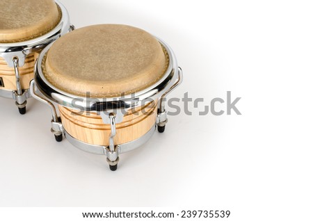 Image of bongo a latin percussion on white background