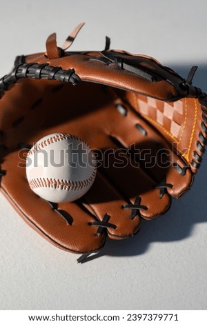 baseball equipment on white background