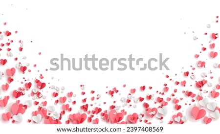 Red, pink and white hearts. Vector illustration. Paper cut decorations for Valentine's day design. Stock royalty free vector illustration. PNG