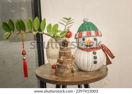 snowman decoration made of bamboo for Christmas