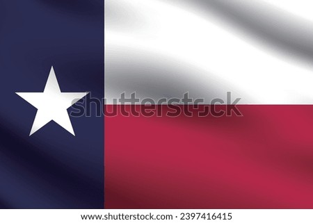 Texas flag. The official ratio. The wavy flag. Standard size. Flapping pleated flags. Flag icon. 3d illustration. Computer illustration. Digital illustration. Vector illustration.