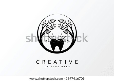 Luxury nature eco dental logo design template. Elegance leaf tooth logo brand.