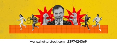 3d retro abstract creative artwork template collage of panorama stressed little employee angry boss screaming billboard comics zine minimal Royalty-Free Stock Photo #2397424069