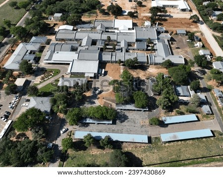 Jwaneng Mine hospital aerial view, Botswana, Africa