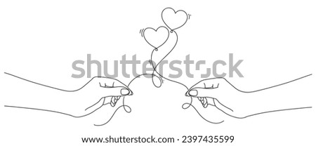 hand with a heart line art vector illustration, valentine day clip art