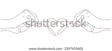 hand with a heart line art vector illustration, valentine day clip art