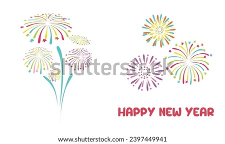 Fireworks vector set. Happy new year concept. Flat vector in cartoon style isolated on white background.