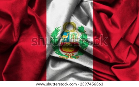 Close up waving flag of Peru, Peru flag 