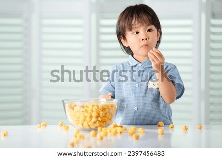 Child boys cute popcorn food
