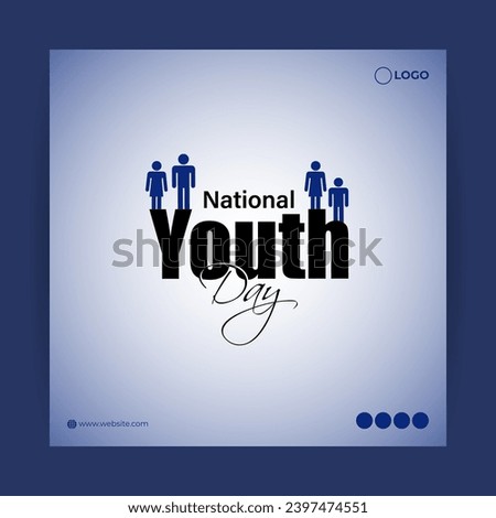 Vector illustration of National Youth Day social media feed template 