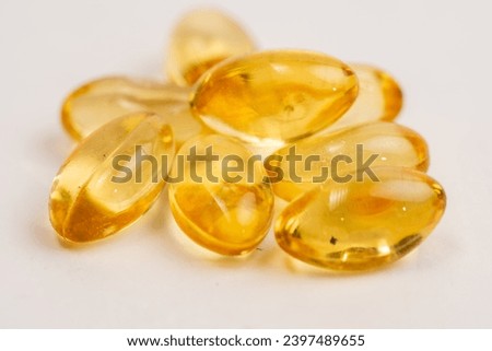 Capsules with medicine, capsules isolated on white. Medicine health care background,omega,fish oil