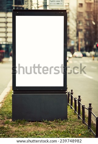 Empty white billboard, Toned photo