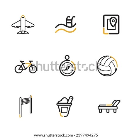 Set of different summer icons Flat design Vector illustration