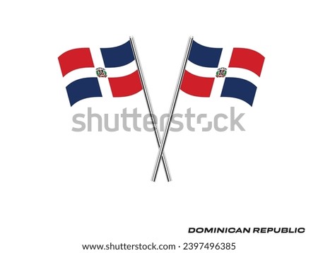 Flag of Dominican Republic, Dominican Republic cross flag design. Dominican Republic cross flag isolated on white background. Illustration of crossed Dominican Republic flags. Royalty-Free Stock Photo #2397496385