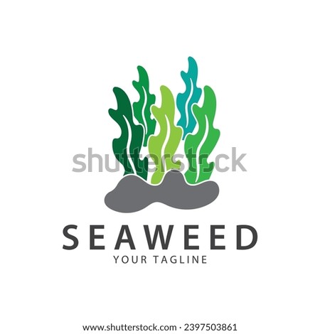 seaweed logo  coral logo  simple leaf logo  underwater plant vector  design vector