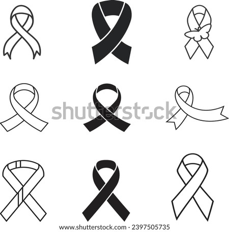 Consciousness ribbon White and black line icon 