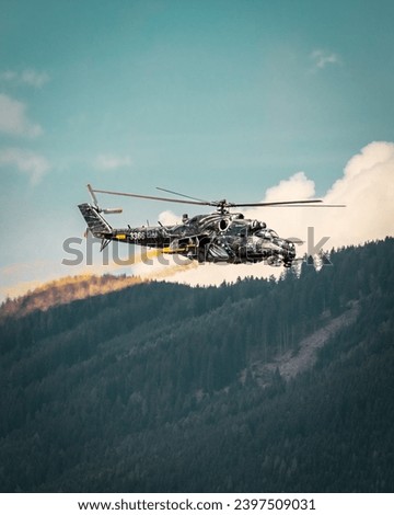 Helicopter used in Ukraine during airshow airpower in austria 2022 . High quality photo