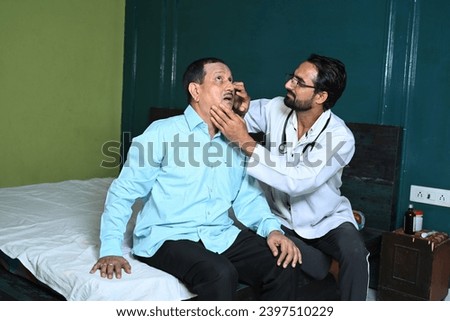 Portrait of an Indian patient with doctor doing health checkup
