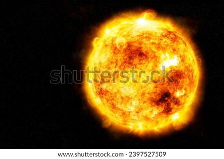 The sun on a dark background in space. Elements of this image furnished by NASA. High quality photo