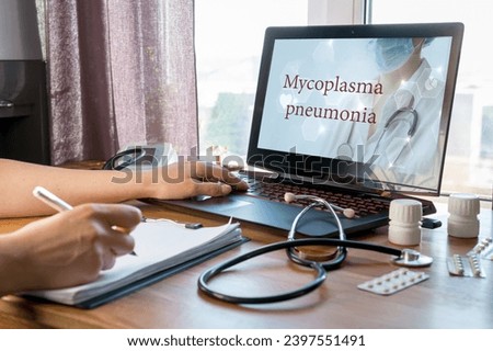 Mycoplasma pneumonia. Virus, lung bacteria. Quarantine, online medicine, telemedicine Royalty-Free Stock Photo #2397551491