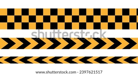 Barrier tape. Black and yellow restriction line. Construction border. Do not cross boundary tape. Vector illustration. EPS 10.