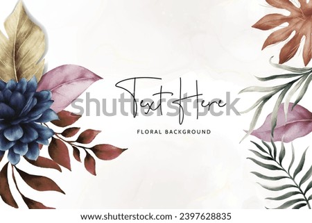 classic watercolor navy blue flower background template