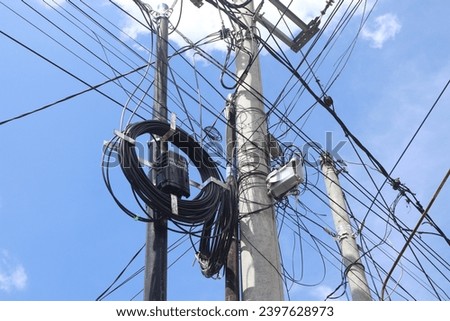 The threaded cable to the side of the highway Royalty-Free Stock Photo #2397628973
