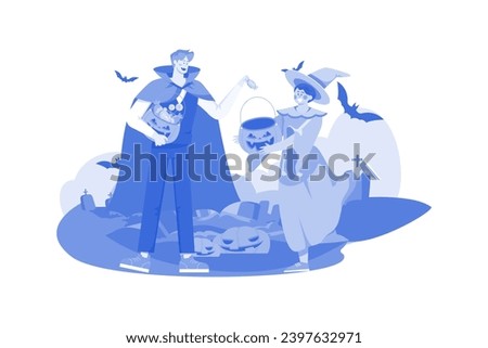 Halloween Illustration concept on a white background