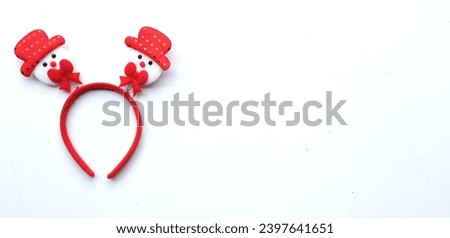cute Christmas headbands with snowman's isolate on a white backdrop. concept of joyful Christmas party,New year is coming soon, festive season decoration with Christmas elements