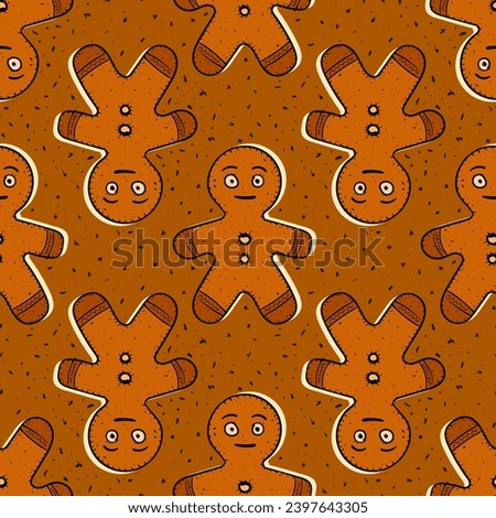Seamless repeating pattern of gingerbread man figures