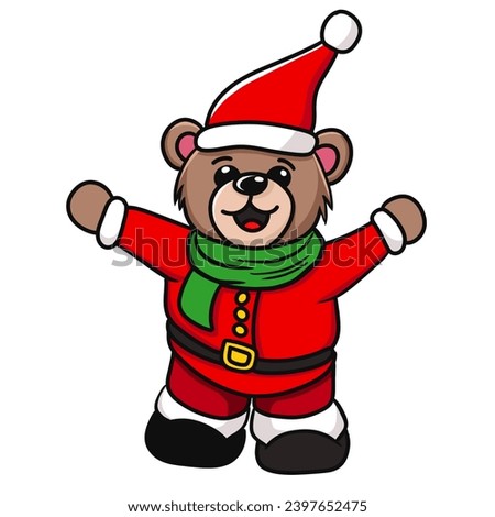 Hand drawn bear wear Santa Claus costume,  Christmas Bear,  Christmas Bear PNG Clipart. 