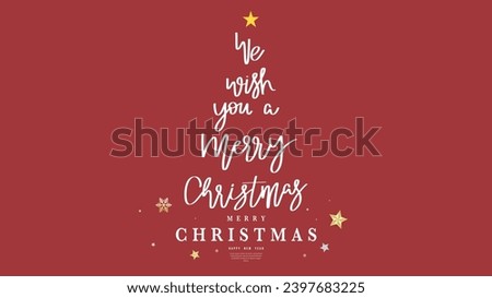 Christmas tree and snowflake with star   ,isolated on red background, Vector illustration EPS 10