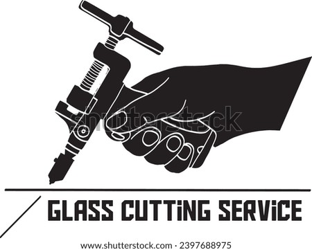 Whimsical Glass Crafting: Cartoon Illustration Clip Art of Hand Holding Glass Cutter, Creative Glasswork: Hand Holding Glass Cutter Sketch Drawing Clip Art