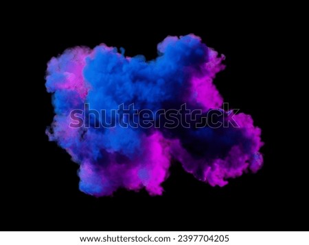 3d render, glowing cloud illuminated with pink neon light, isolated on black background. Cumulus clip art