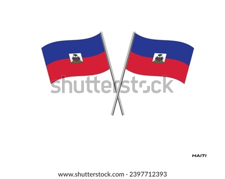 Flag of Haiti, Haiti cross flag design. Haiti cross flag isolated on white background. Vector Illustration of crossed Haiti flags.