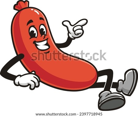 Sausage Cartoon mascot illustration character vector with relax pose