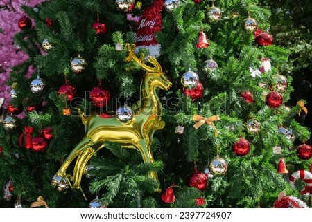 Christmas atmosphere day light outdoor decorations, stock photo