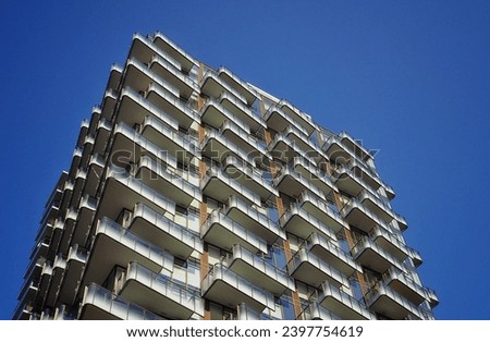 Beautiful appartement building with rounded corners balconies 